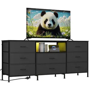 Garvee TV stand with 8 pull-out drawers with lighting