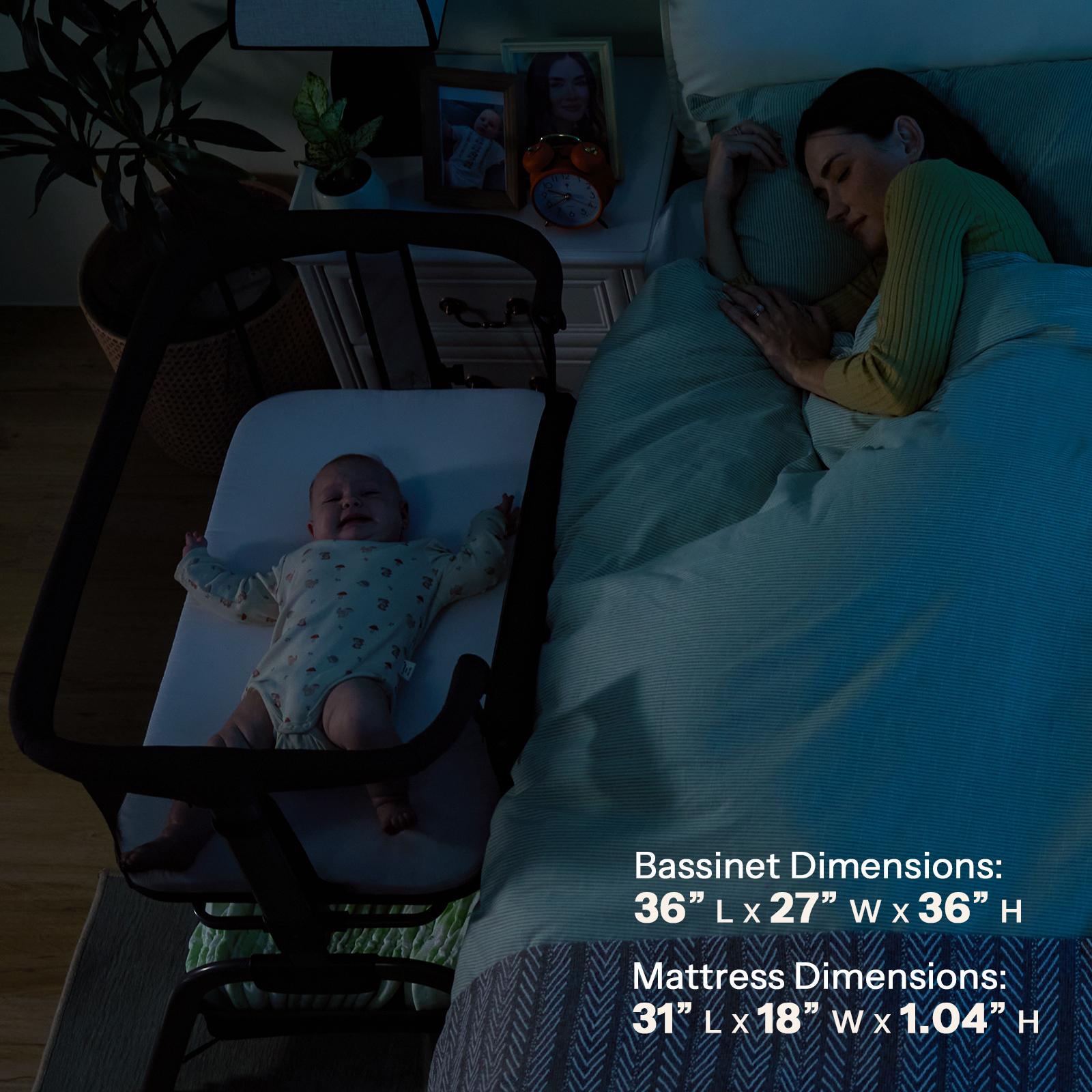 HARPPA Cuddly Lite 2-in-1 Baby Bassinet & Bedside Sleeper, storage Bassinet for Baby with Wheels & Storage Basket, Portable Crib, Breathable Mesh and Mattress, Height Adjustable