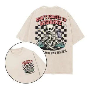 Don't Forget Hydrate and Mind Your Own Business Printed Gym Shirt, Gym Shirt, Graphic Gym Shirt, Vintage Washed Tee Conton, Gym Shirt Women, For Men-women's shirt-mom shirts