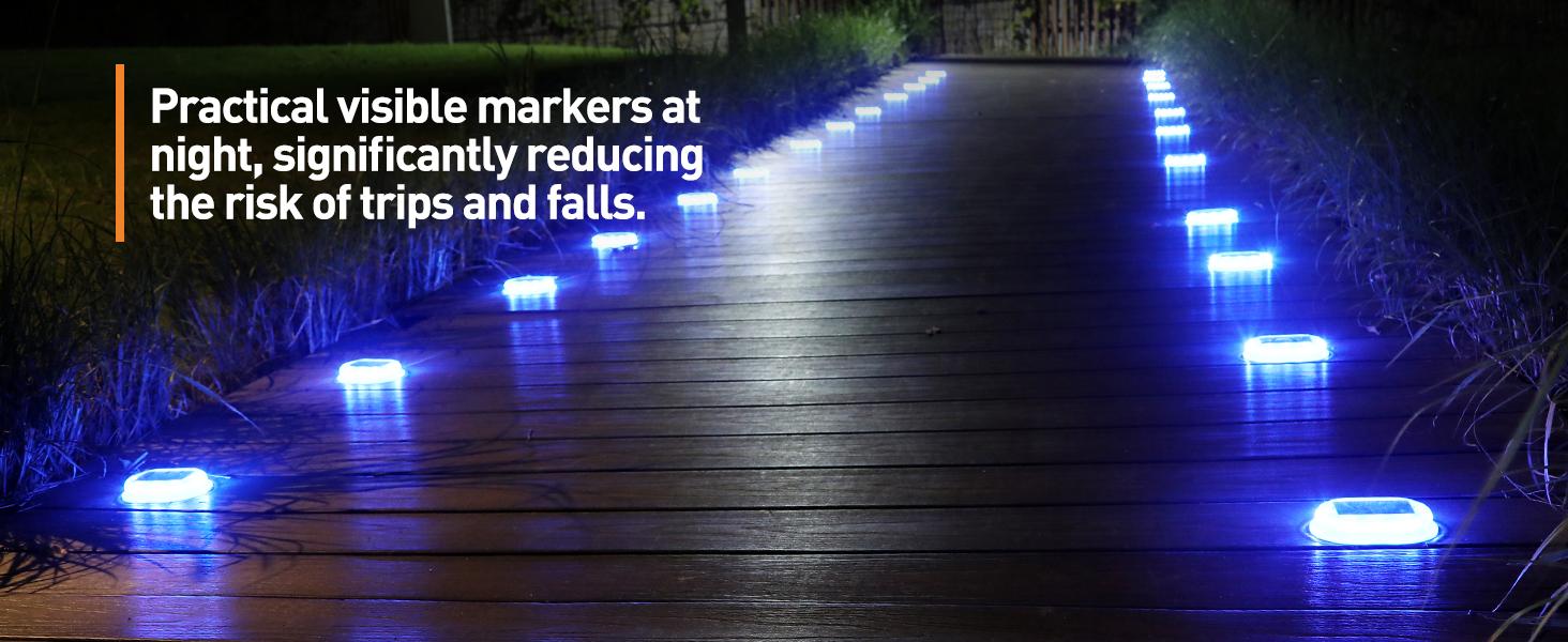 FabStyl Durable Aluminum Solar Driveway Deck Dock Light, 9 RGB Lighting Colors Modes, Ourdoor Waterproof Decorative Light Lamp for Ground, Pathway, Boat Dock, Step, Walkway, Path, Garden, Lane, Yard, Patio