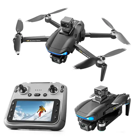 SSS-PIXEL 2025-4K-V06 White-3Battery 3-Axis Gimbal GPS Drone Helicopter Quadcopter, 4.5"LCD PTZ Controller, 5GHz FPV Real-Time View, Automatic GPS Return, Follow Me, Nautical Work Use, Under 242g, Up to 32G SD Card, Beginner-Friendly, Long Flight Time