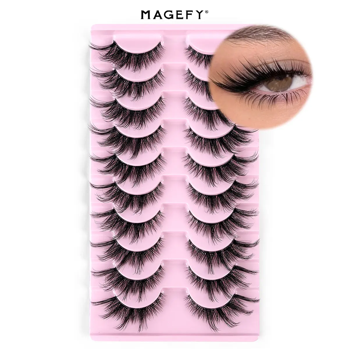 MAGEFY 10 Pairs Fox False Eyelashes, Cat Eye Wet Lash Spiky Style Lash Extension, 3D Lightweight Soft Fiber Fake Mink Materials, Comfortable Wearing for Makeup Daily Work Cosmetic#DealsForYouDays#SummerWins