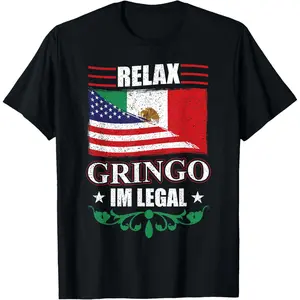 Cotton Short Sleeves Relax Gringo Im Legal - Mexican Independence Day T-Shirt fashion statement