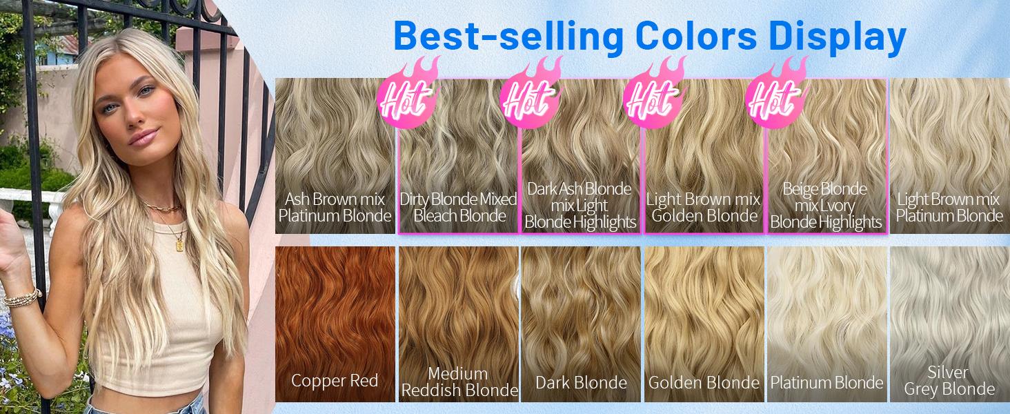 AISI HAIR Invisible Wire Synthetic Halo Hair Extensions 16/20/24 Inch Clip-On Long Wavy Hairpiece for Women Black Secure 4 Clips