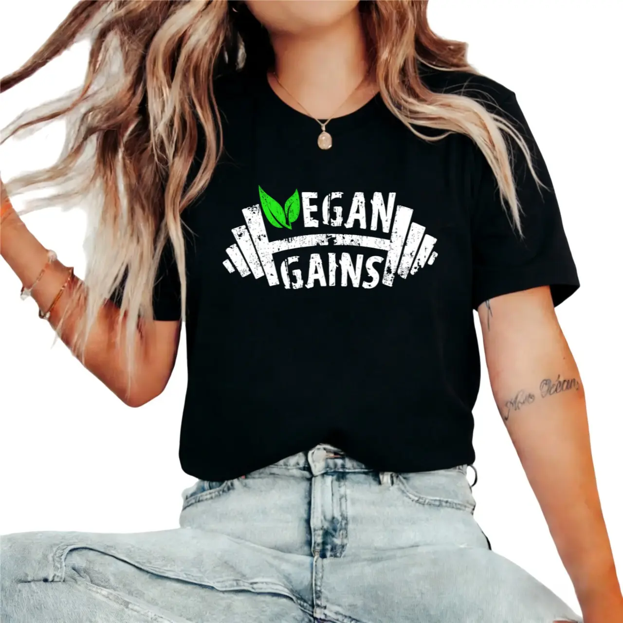 T-Shirt Funny Vegan Graphic Tee Heavy Duty Weightlifting Design Soft Breathable Shirt for Men Women Sizes Ideal Vegan Gift Crew Neck Short Sleeved Top Suitable for All Seasons Casual And Versatile