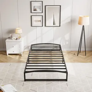 Twin Size Metal Bed Frame,Platform Twin Bed Frame with Arch Design,10 Inch Heavy Duty Strong Support Slats,Sturdy Mattress Foundation,Easy Assembly,No Box Spring Needed，Black