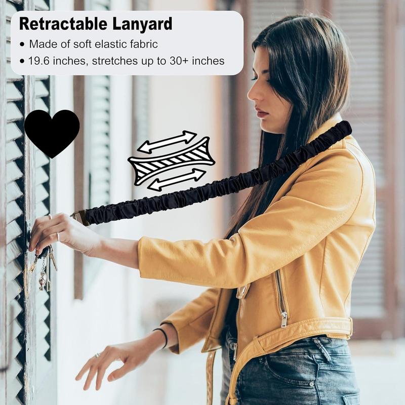 Stretchy Scrunchie Lanyard for ID Badges & Keys - Durable Lightweight Rotatable Metal Base & Sturdy Spring Clasp - Adjustable for Comfort - Perfect for Work Travel & Gym - Hypoallergenic Fabric