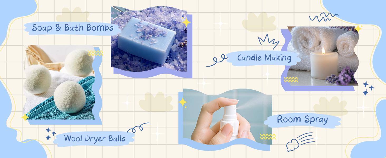 Clean Essential Oils Set 6x10ml Fresh Home Scents for Diffusers & Candle Making, Premium Aromatherapy Oils for Cozy & Relaxing Spaces