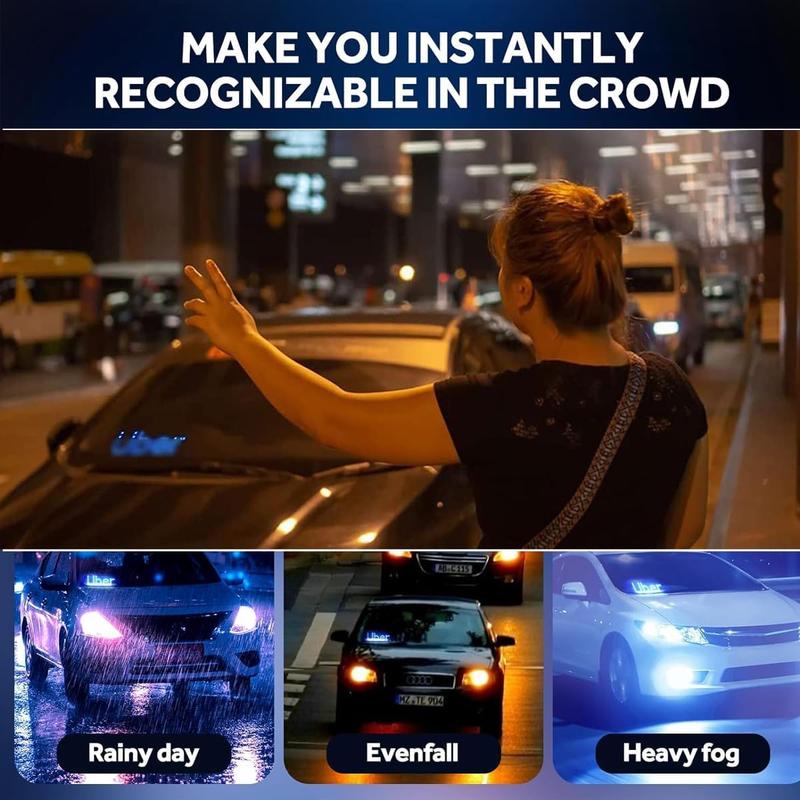 Car Interior Stickers Light Signs for Car, Glow Green Led Sign for Car Windshield, Decal Stickers with Suction Cups Flashing Hook Cab Indicator Illuminated Sign Decor, Switch Control by USB, Fit All Cars