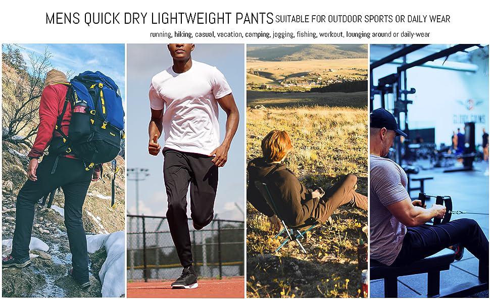 MAGCOMSEN Hiking Pants for Men Lightweight Workout Pants with Pockets Quick Dry Jogging Pants Gym Outdoorfun