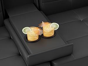 Futon Sofa Bed, Leather Futon Couch with Removable Armrests, Adjustable Recliner Sleeper Sofa Bed with Dual Cup Holders for Living Room, Apartment, Office (Black)