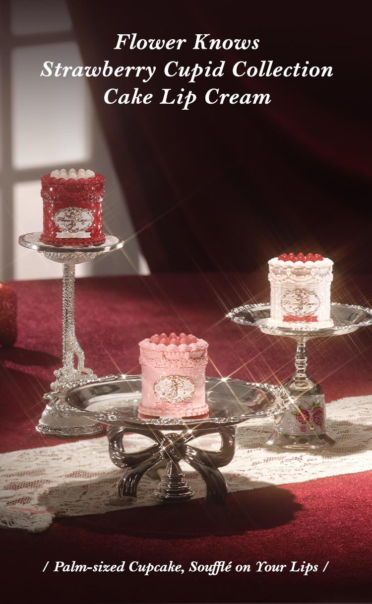 Flower Knows Strawberry Cupid Collection Cake Lip Cream, Smooth Matte Lip Cream, Long Lasting, Non-Stick Cup Lip Clay, Smudge Proof, High Pigment, Moisturizing, Summer Makeup Gift, Makeup Beauty Cosmetics