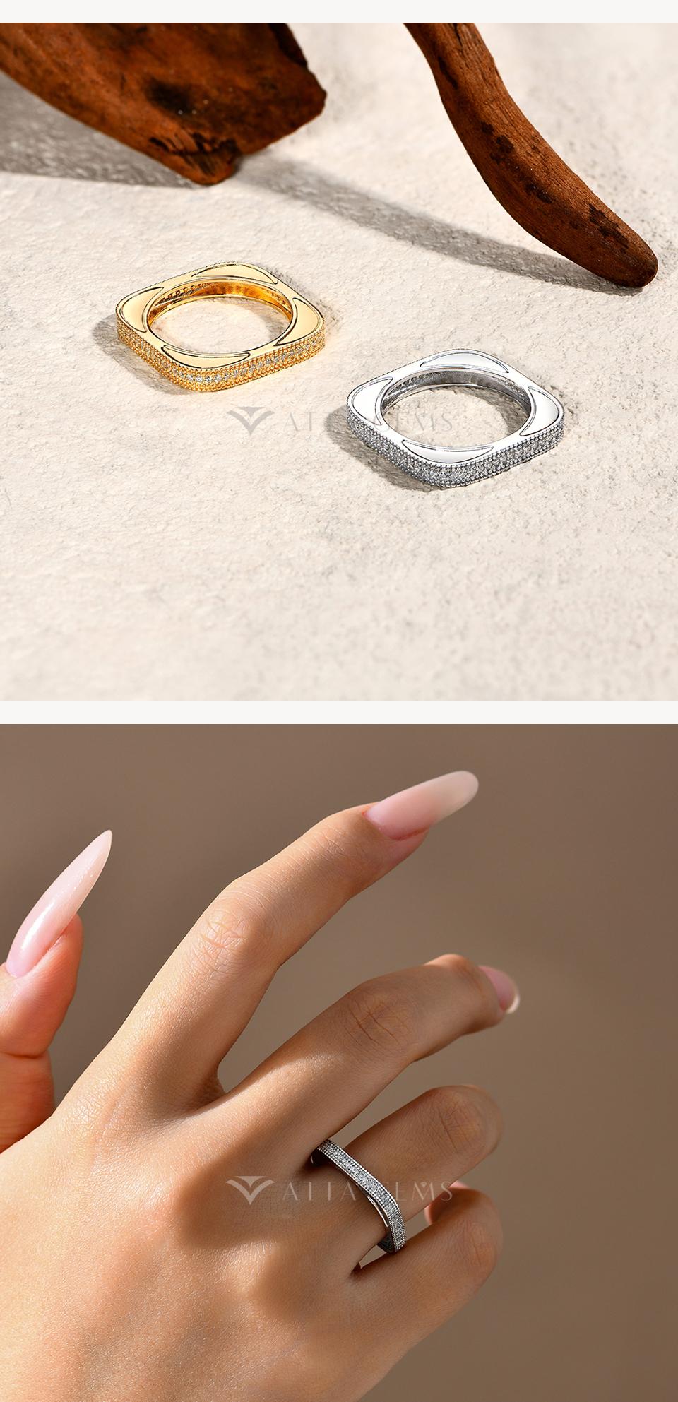 ATTAGEMS Classic D VVS1 Color Synthetic Nut Moissanite Ring for Women Men Unisex Daily Wear Sterling Silver Wedding Band Anniversary Birthday Gift Jewelry Sparkling Engagement Design R269