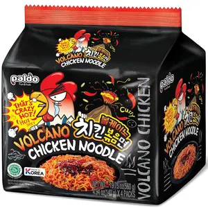 Paldo Fun & Yum Volcano Extremely Hot & Spicy Stir Fried Chicken Instant Noodles, Pack of 16, Soupless Original Korean Ramyun, Spicy Ramen Challenge, Chicken Bokkeummyun, 140g x 16