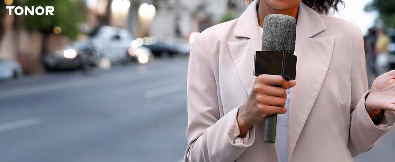 TP40 Adjustable Wireless Mic Handle Compatible with DJI RODE Hollyland All Lavalier Mic Stand Channel Flag Box Rubber Grip Wind Muff for Reports244