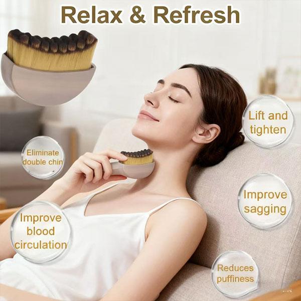 Lymphatic Drainage Face Brush – Jawline & Chin Sculpting Dry Brushing Massager for Facial Fatigue Relief, Ergonomic Design for Precise Skin Fit (1PCS)