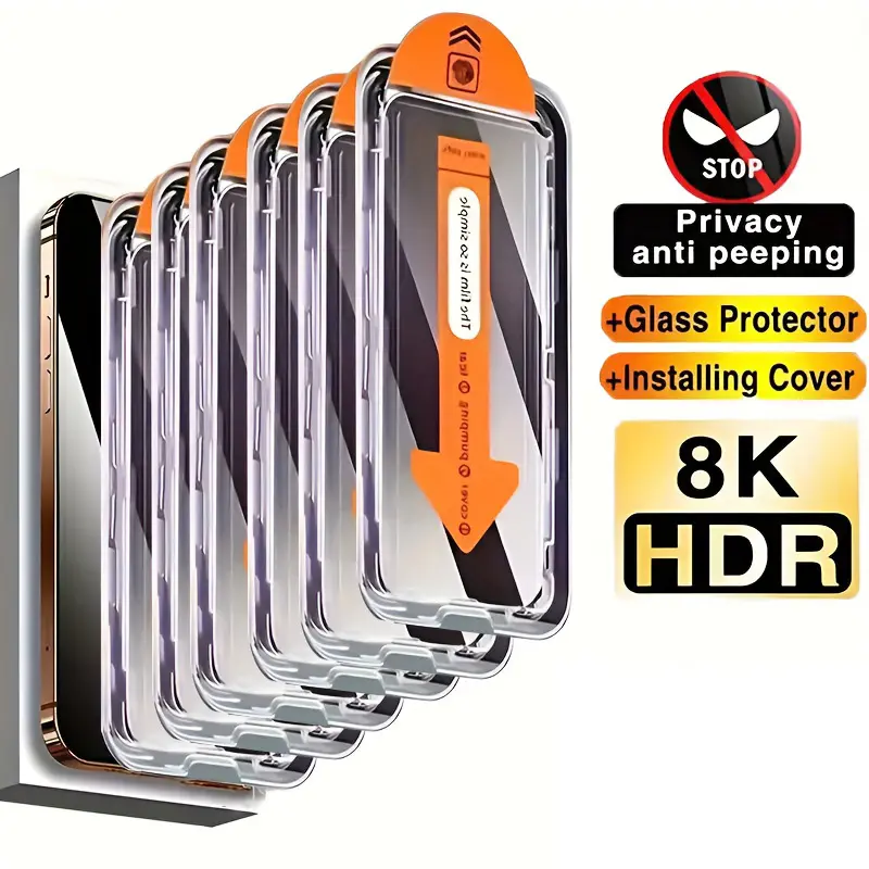 privacy Screen Protector for iPhone 16/15/14 Pro Max Samsung S24 series, Anti-Spy Shockproof Full Coverage Fingerprint Resistant Bubble-Free Installation Military-Grade Shatterproof Protection