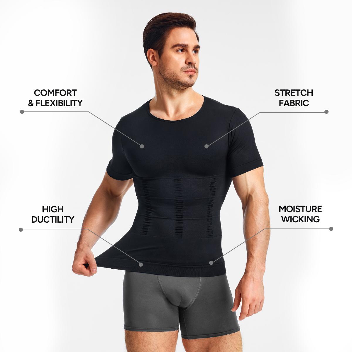 Nebility Mens Core Compression Shirt - Abdominal Sculpting Shapewear to Define Abs & Boost Confidence, Breathable, Quick-Dry Workout Shirts for Men Menswear Gym Tops