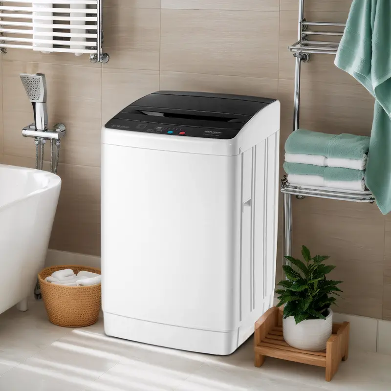 ROVSUN 17.8/25/30LBS Washing Machine, Full-Automatic Portable Washer with Stainless Steel Drum, Electric Laundry Machine, Washer and Spin Dryer Combo with Drain Pump for Home, Apartment