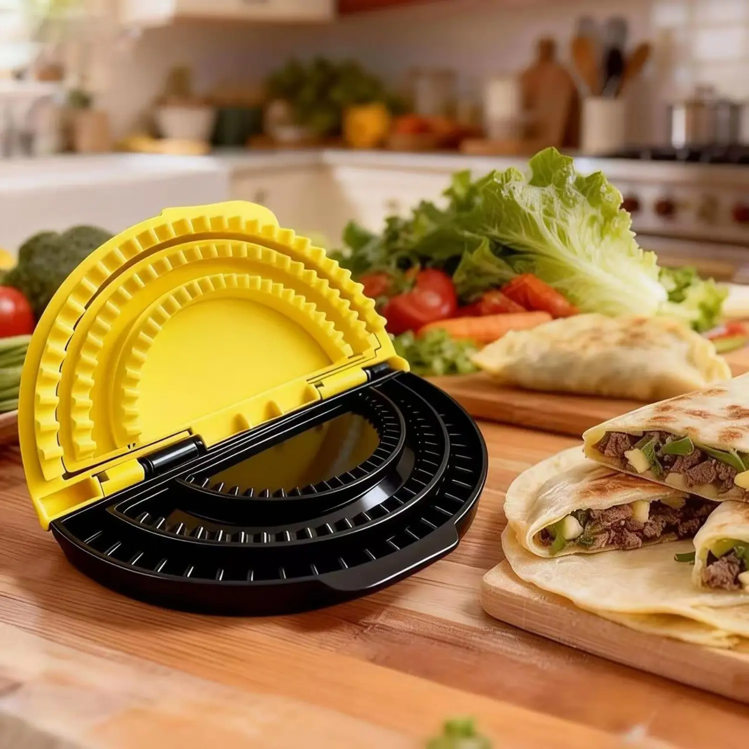 Large Plastic CRIMPIT Tortilla Sealer Set (6-8-10in Flour Tortillas) - Detachable Reusable Kitchen Accessory, Durable Cooking & Meal Preparation Tool, Mess-Free Meals, Oil-Saving, Leftover Storage Solution