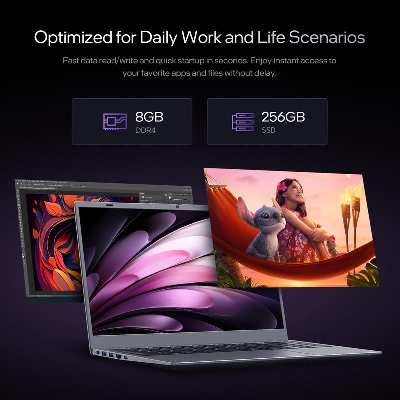 15.6-Inch Laptop with 8GB DDR4 RAM and 256GB SSD AMD 3020e 2-Core up to 2.6GHz Type-C Bluetooth 5.0 WiFi 5 Long Battery FHD IPS Display Lightweight Laptops for Students and Business