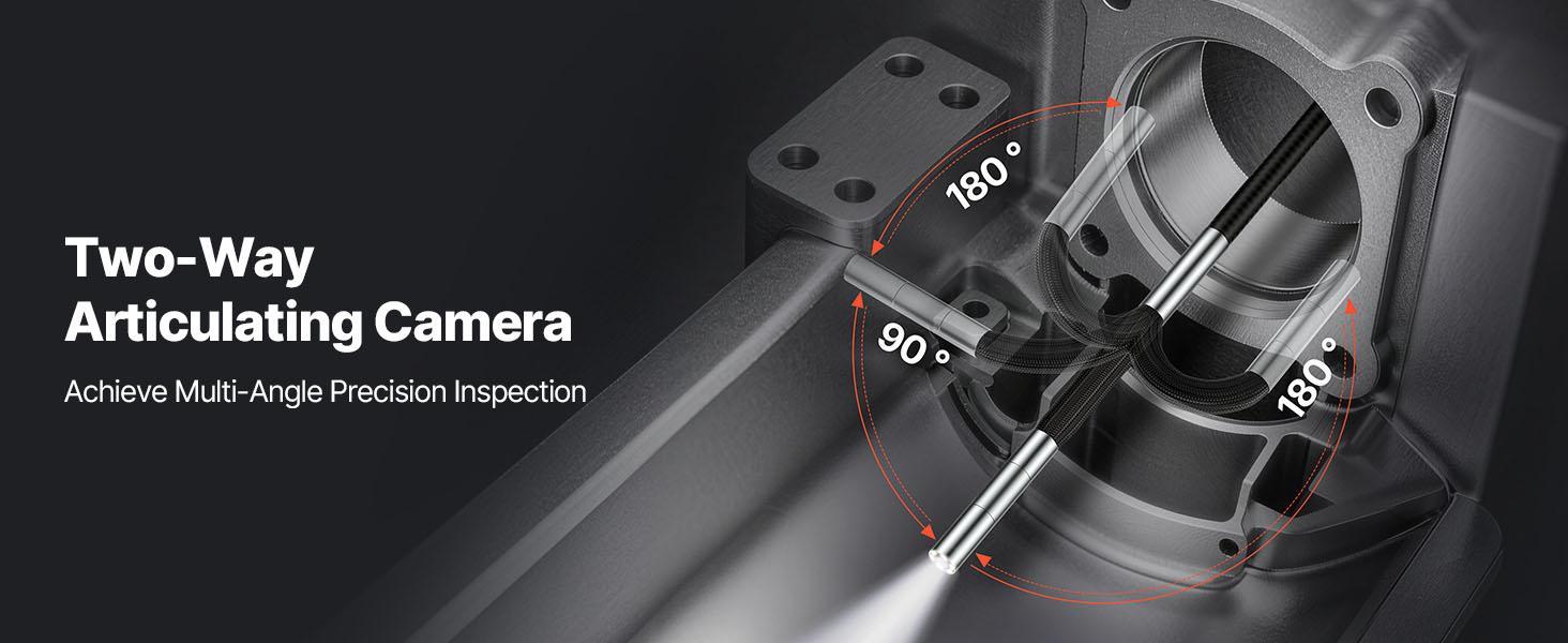 【Summerfinds】VEVOR 2-Way Articulating Endoscope, 1080P HD Lighted Waterproof Industrial Borescope with 0.15-inch Ultra-Slim Articulated Probe, 4.9FT Flexible Snake Scope for Car Automotive Engine Wall Inspection, Endoscope Borescope