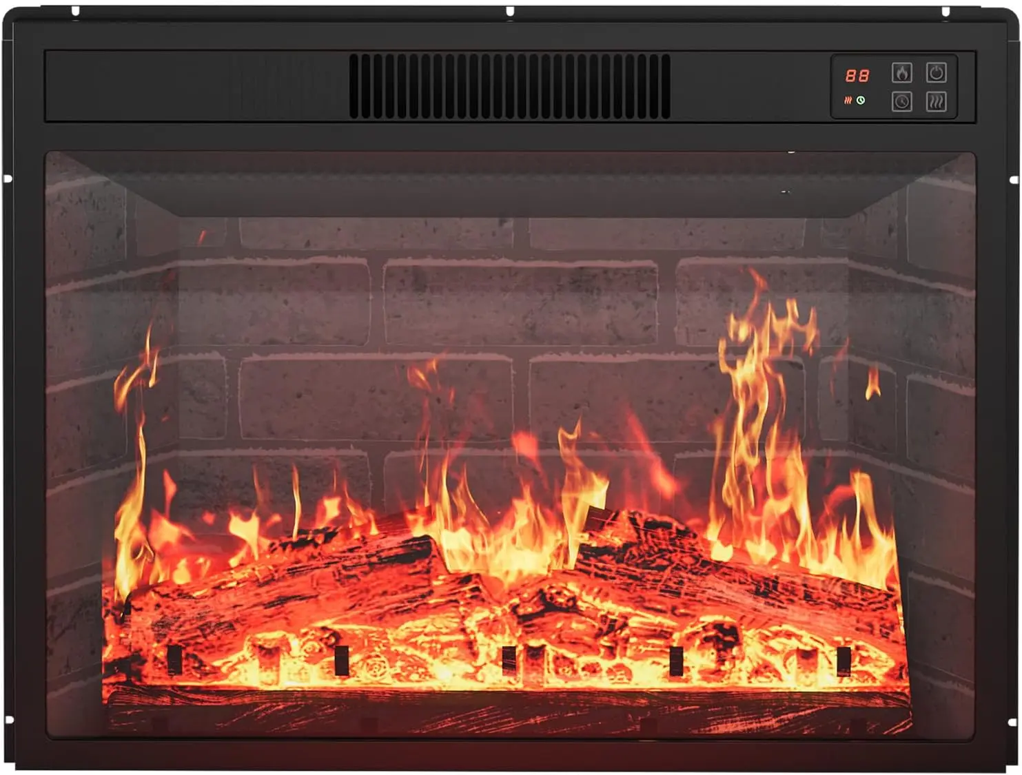 23 in Modern Slim Indoor Linear Electric Fireplace Heater - Wall Mount/Recessed, Remote Control, Touchscreen Display, 750W/1500W Heat + Light, 0.5-9h Timer, 12-Color Flames, Log & Crystal Options, Silent Operation for Living Rooms