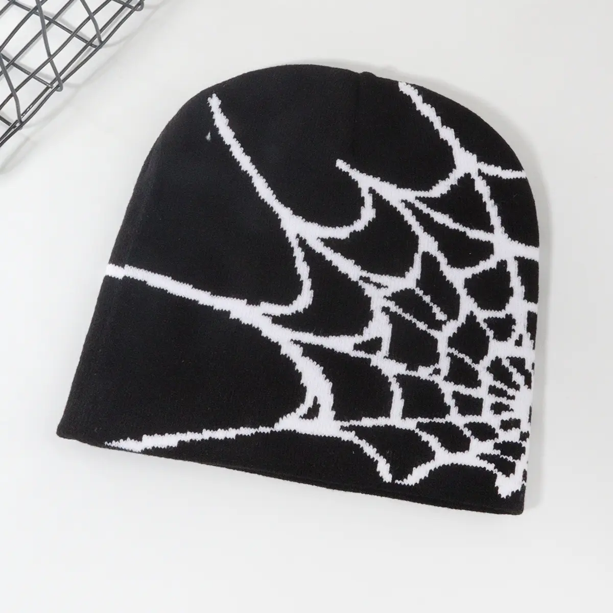 2026 New Spider Web Y2K Jacquard Knitted Beanie, European-American Trend Winter Hat, Sports & Outdoor Accessories for Women, Beanies