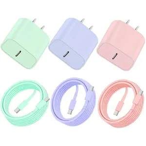 3Pack Color  Charger For iPhone 17 Charger Fast Charging, PD20W USB C Charger Block With Type C Charger 6FT Cord for iPhone 17/1615/iPhone 15 Pro/iPhone 15 Pro Max,iPad Pro,iPad Mini 6