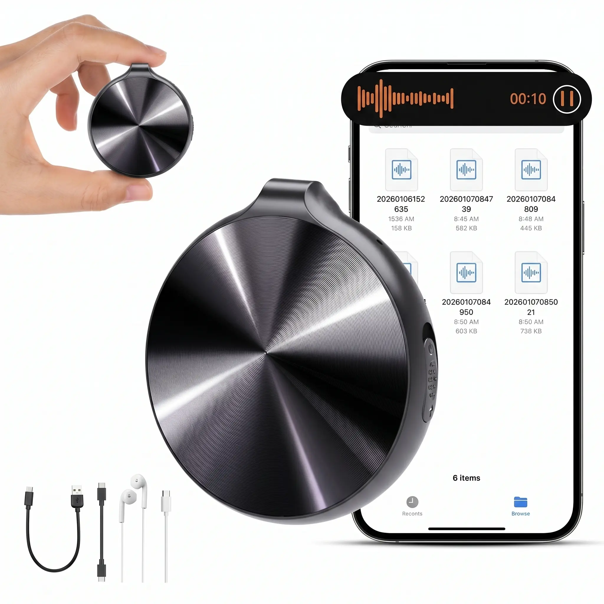 Magnetic voice recorder, one-click activation, high-definition noise reduction, long battery life, wireless and portable intelligent digital recorder,back to school,back to school haul