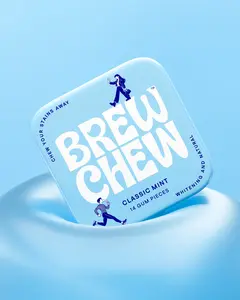 Natural Whitening Chewing Gum | Sugar Free, Enamel Support | Built-in Mirror Tin | Classic Mint