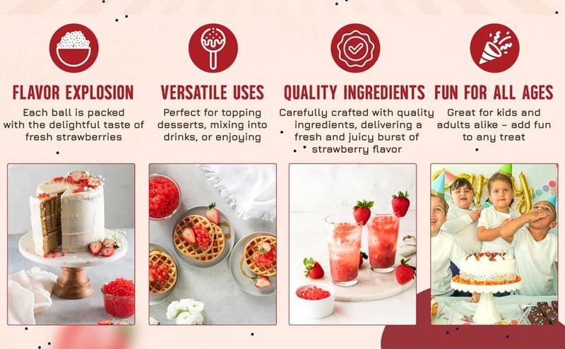 BREXONIC Boba Pearls, Pomegranate Popping Bursting Boba, Tapioca Pearls For Bubble Tea, No Artificial Colors (Pomegranate, 1 LB 1 Pack)