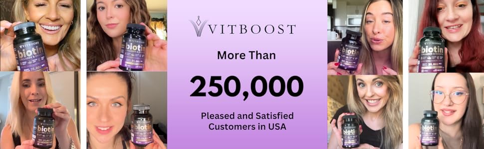 VITBOOST Biotin with Collagen, Keratin – Hair Growth (Men Women) – Nails, Skin, 60Count Healthcare Supplement Collagen Vitamin Fitness Dietary Edible