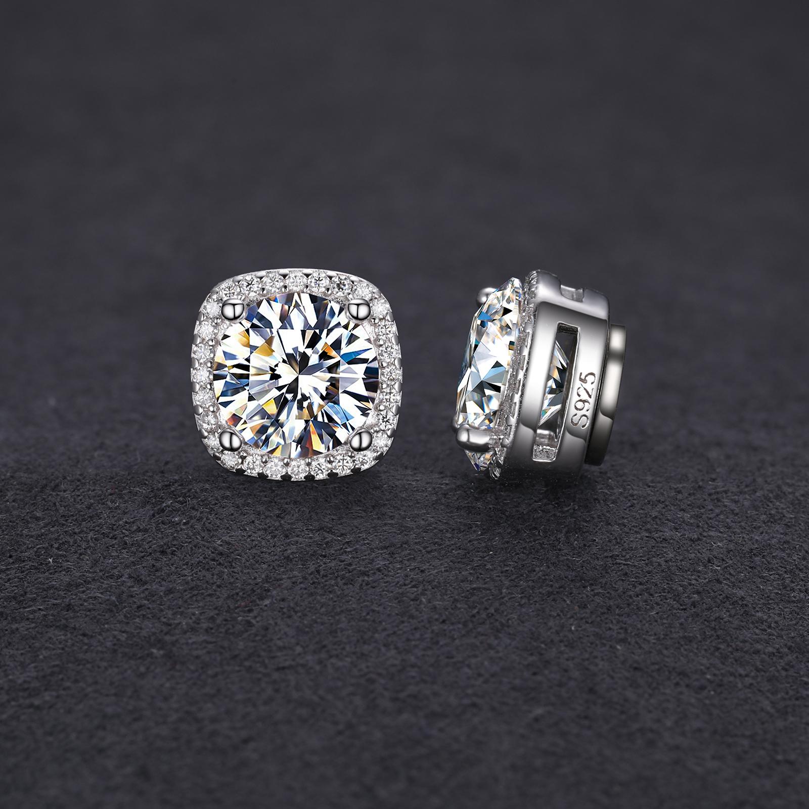 UCCIYO 1 Pair of S925 Silver Stainless Steel Magnetic Stud Earrings, Unisex, No Piercing Required, Synthetic Moissanite Gemstones, 5-8mm.E205 E206 E206