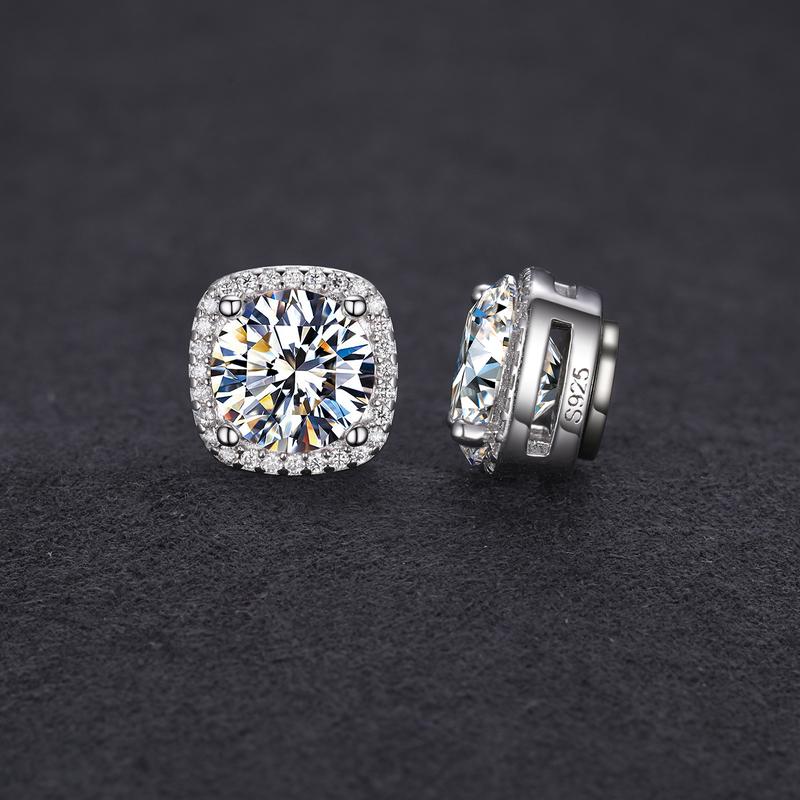 UCCIYO 1 Pair of S925 Silver Stainless Steel Magnetic Stud Earrings, Unisex, No Piercing Required, Synthetic Moissanite Gemstones, 5-8mm.E205 E206 E206