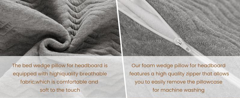 Shilucheng Wedge Triangle Pillow for Bed Gap Filler Triangular Foam Support Cushion for Headboard Multifunctional Backrest for Reading Sleeping with Side Pocket