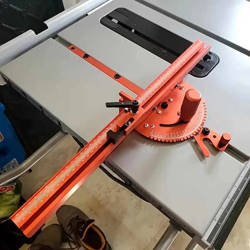 Precision oblique joint gauge set, equipped with 400mm aluminum profile fence and track stopper - table saw guardrail push rod and guide rail, suitable for table saws and milling machines, professional woodworking tools