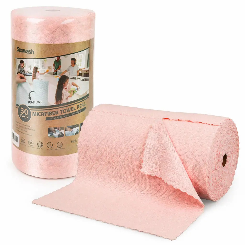 My House Microfiber Cleaning Cloth Roll, 60 Pack Reusable Microfiber Towels,8" x 8", Washable & Ultra Absorbent Dish Rags for Car, Home, Garage, Shop & Household Cleaning