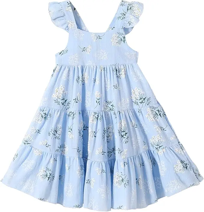Kids Toddler Baby Girls Rainbow Dress Princess Sleeveless Beach Butterfly Sundress