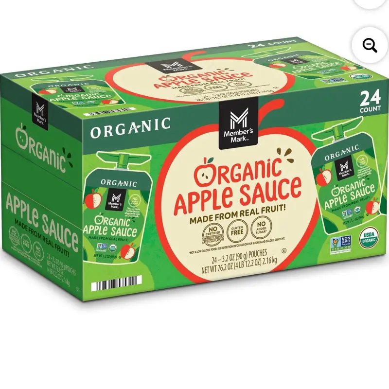Organic Apple Sauce Pouches, 24 Count