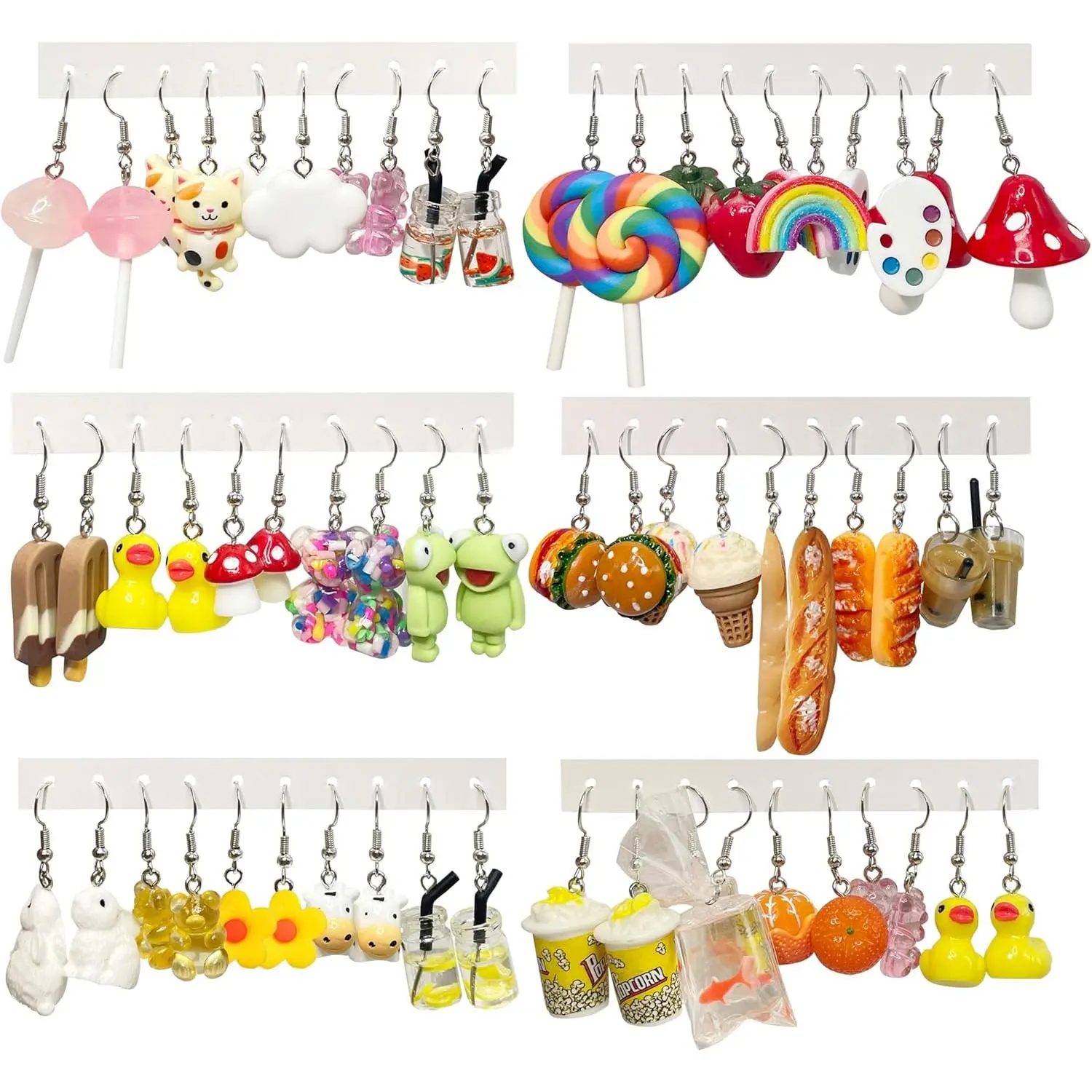 30 Pairs Weird Cute Funny Earrings  Bear Duck (Clip On) Drop Dangle Earrings for Women Aesthetic Earrings   Earrings Set