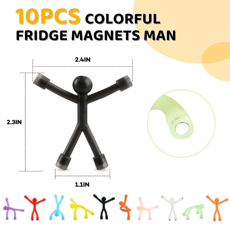 EFFUN 10Pcs Colorful Magnetic Men for Kids Valentines Day Gifts, Flexible Fridge Magnets & Fidget Toys, Creative Magnetic People for Fun Decoration on Refrigerator, Whiteboard, or Office