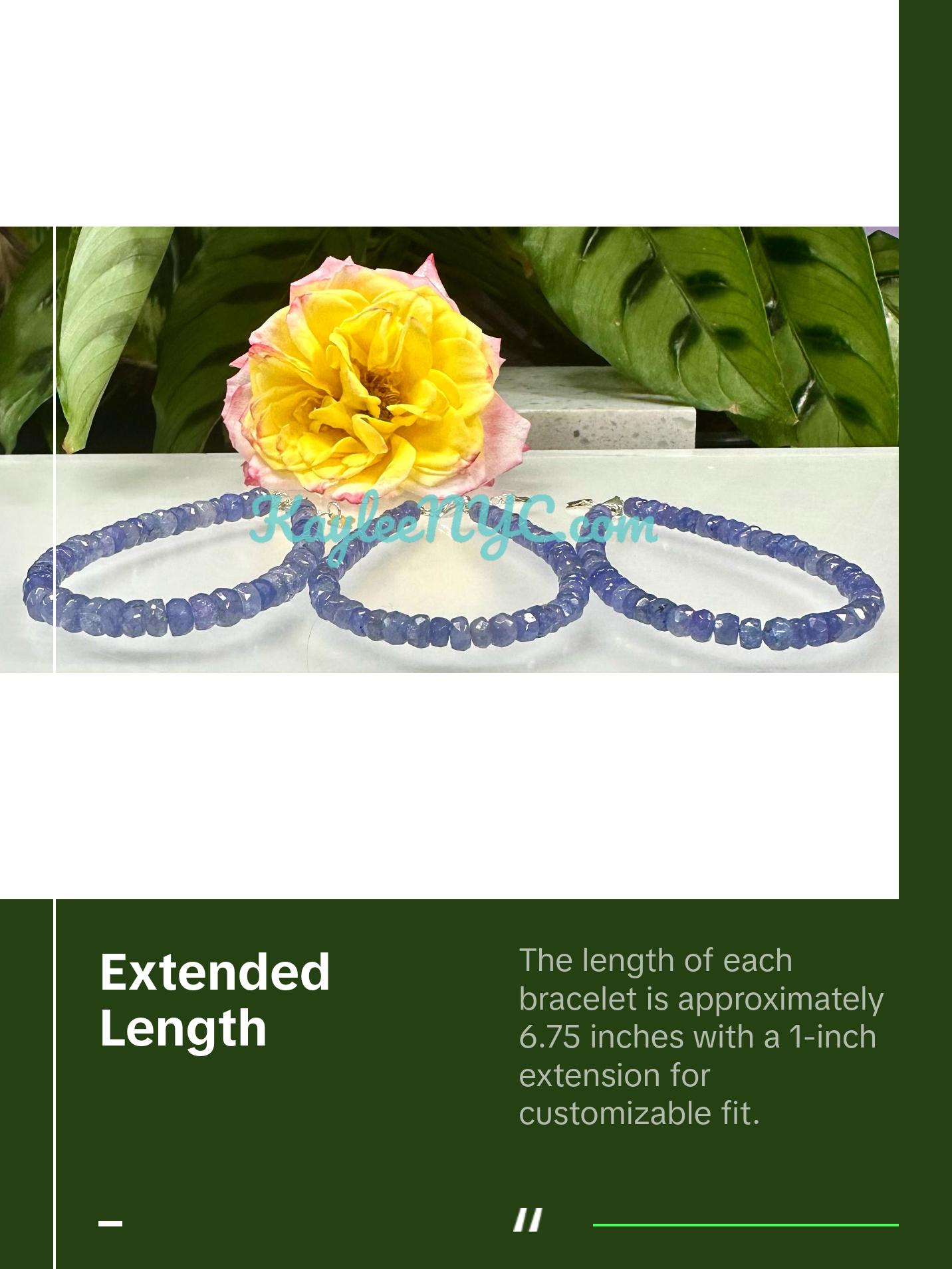 Wholesale 3 Pcs Natural Tanzanite Bracelet with 925 Sterling Silver Clasp 3.5-5mm