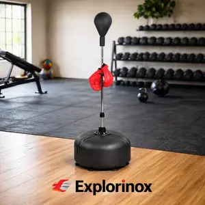 Explorinox Punching Bag with Stand, Height Adjustable Boxing Bag for Teens Adults, Standing Boxing Equipment Speed Bag for Boxing Training, Fitness, Stress Relief