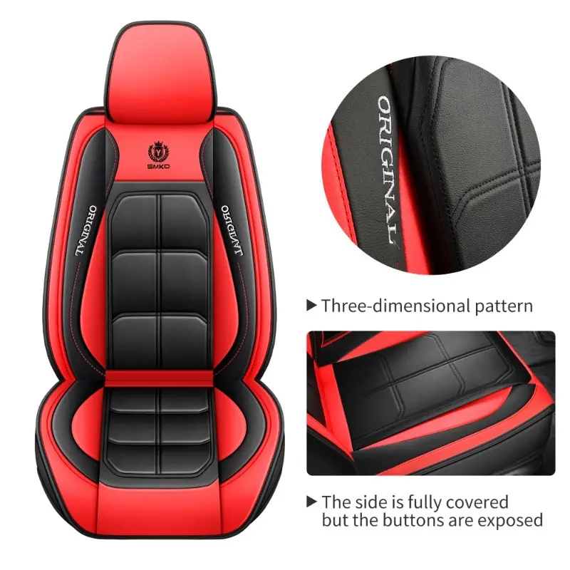 2-Pieces Leather-Look Style Car Seat Covers, Seat Protectors with Easy On/Off Keeps Upkeep Simple, Durable Comfortable Universal Vehicle Accessory for All Cars, Auto Interior Accessory