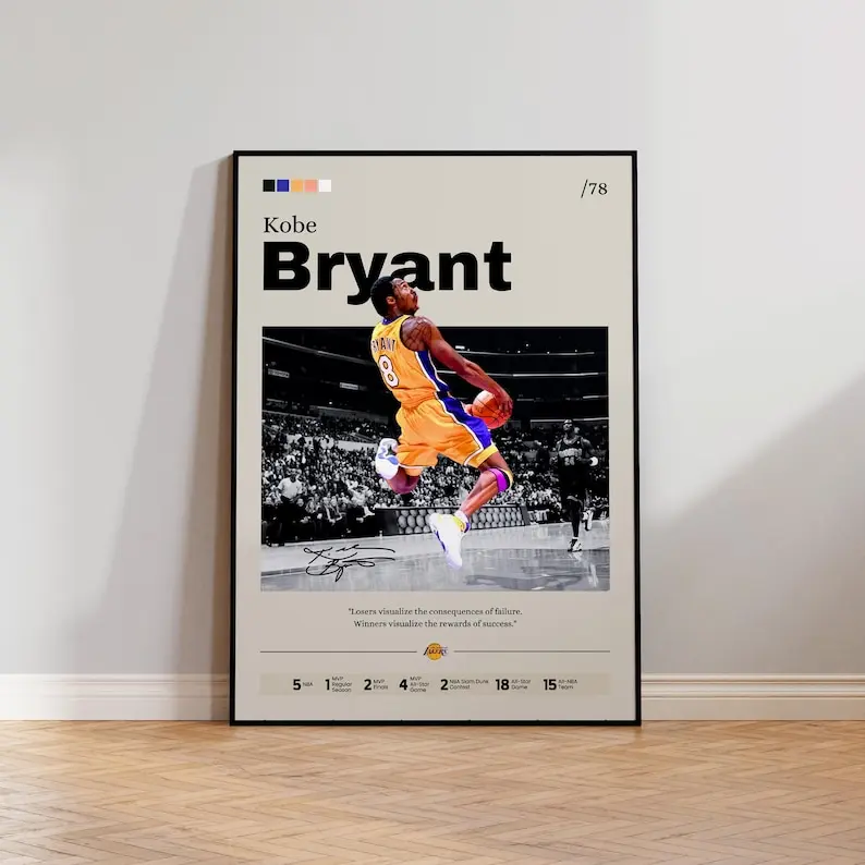 Kobe Bryant Legend Black Mamba Tribute High-Res Fade-Resistant Graphic Print Poster, Men's Room Office Aesthetic Wall Decoration, Sports Memorabilia, Motivational Picture Image Print, Satisfaction Guaranteed, Motivational Wall Art, Athlete Wall Decor