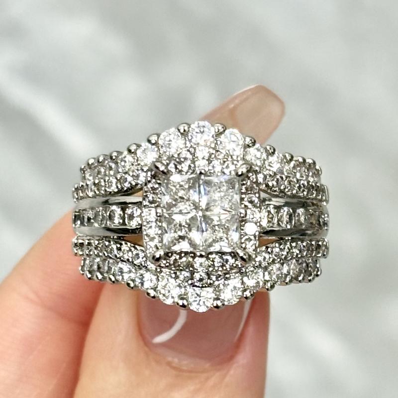 JJ CHIC Square Five-in-One Ring for Women, S925 Sterling Silver Micro Pave CZ Stones Halo Design - Perfect Gift for Girlfriend or Wife Jewelry Elegant Daily Wear Stunning Luxurious JJ CHIC Square Five-in-One Ring for Women, S925 Sterling Silver Micro Pave CZ Stones Halo Design - Perfect Gift for Girlfriend or Wife Jewelry Elegant Daily Wear Stunning Luxurious