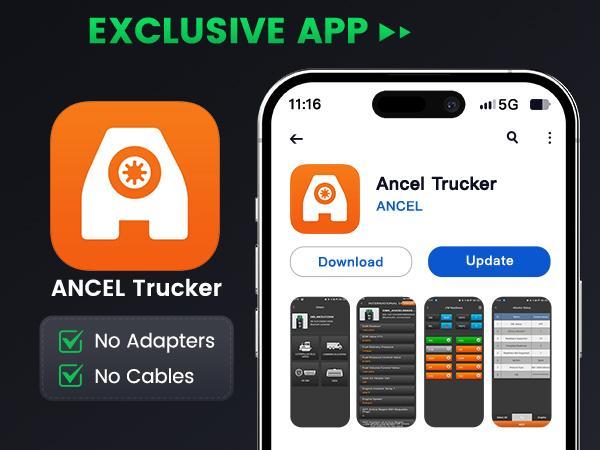 ANCEL HD200/HD210 Bluetooth Heavy Duty Truck Scanner Diesel Diagnostic Tool All System HDOBD & OBD2 Code Reader with Speed Limit Reset for（Cummins &Caterpillar HD200）( Volvo & International HD210),Lifetime Free Updates