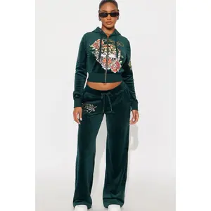 Ed Hardy Retro Tiger Velour Pant Set - Hunter E
