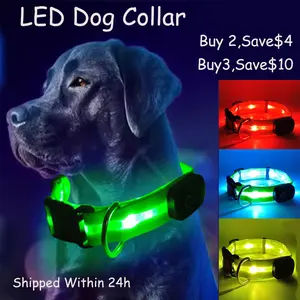 10-Mode RGB LED Dog Collar 0.984in USB Rechargeable IPX7 Waterproof Up to 100m Visibility Quick-Release Buckle & Rust-Resist D-Ring Holiday Safety Night Walk Black Friday DEALS dog collars dog accessories